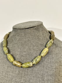 Vintage green Tourmaline beaded Necklace 16"