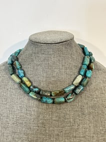 vintage sterling silver turquoise necklace beaded 37"