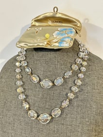 Vintage honora beaded crystal necklace 38"