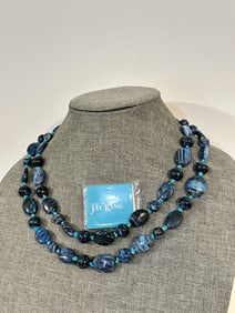 Jay King Sterling 925 Lapis beaded necklace 40"