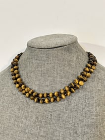 Vintage beaded tigers eye 34" Necklace