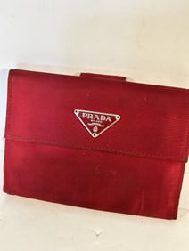 Authentic PRADA Saffiano Leather Compact Wallet Purse Red