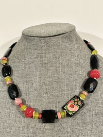 Amy Kahn Russell Sterling Silver Multi Hight end  Gemstone Necklace 21"