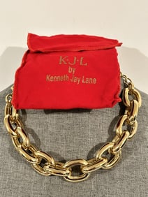Vintage KJL by Kenneth Lane Chunky Gold tone Statement Necklace 18"