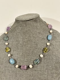 Rarities Sterling Silver Multi-Gemstone Bead Necklace 20"