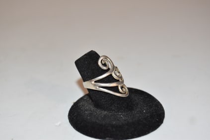 Vintage Sterling Silver modernist Ring sz 8