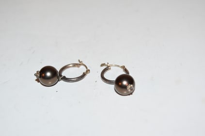 Vintage Sterling Silver hoop dangle earrings