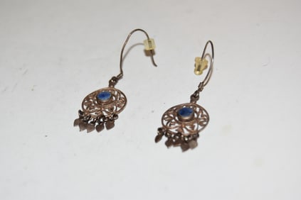 Vintage Sterling Silver old filigree dangle earrings