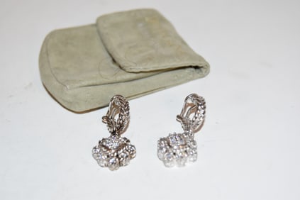Judith Ripka Earrings Sterling Silver 925 CZ Drop Dangle Charm Earrings Vintage