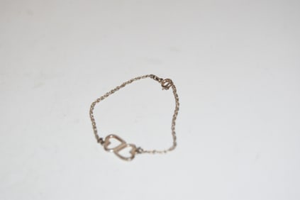 Vintage Sterling Silver heart Bracelet  7"