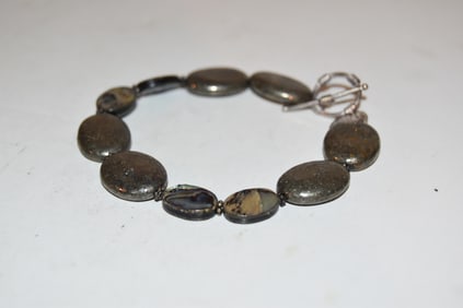 Vintage Donna Dressler Sterling Silver 925 Abalone Bracelet 7"