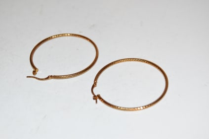 Vintage Sterling Silver vermeal hoop earrings