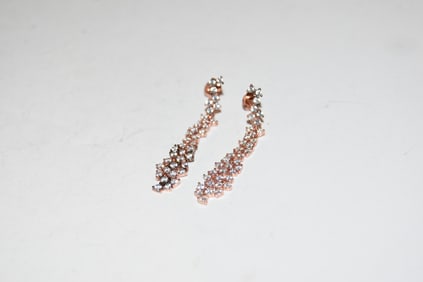 Vintage Sterling Silver vermeal rhinestone earrings