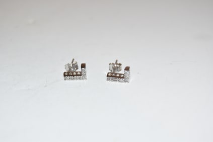 Vintage Sterling Silver Letter L rhinestone earrings