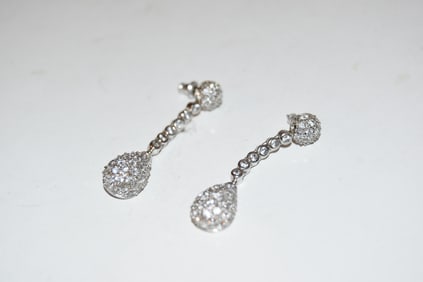 Vintage Sterling Silver filigree tear drop earrings