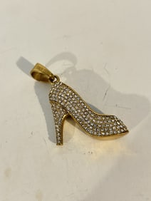 Vintage gold tone rhinestone Pendant missing some stones