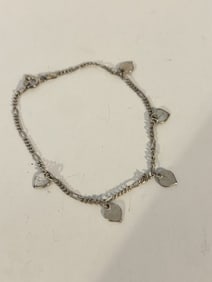 Vintage Sterling Silver heart Bracelet sz 5"