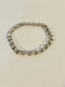 Vintage Sterling Silver round link Bracelet sz 7"