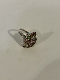 Vintage Sterling Silver colorful tourmaline tested Ring sz 8