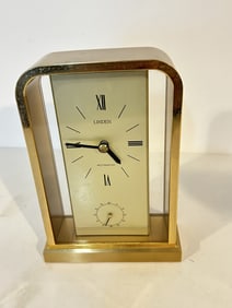 Vintage Linden Brass Quartz desk/mantle Clock works good