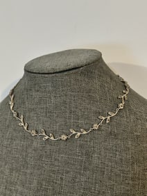 Vintage Sterling Silver marcasite Necklace sz 15"