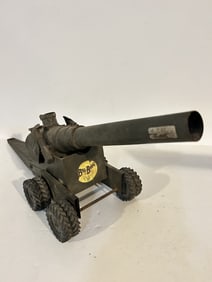 Vintage Big Bang Cannon Cast Iron 24?? Rubber Tires Military Army Green Nice!!!