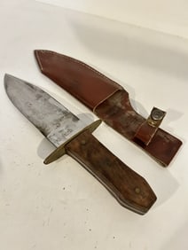 vintage pakistan fixed blade knife 9 1/4" blade 5 1/2" sheath