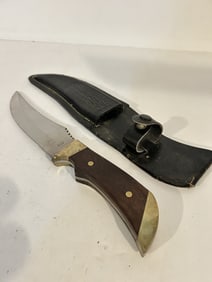 vintage pakistan fixed blade knife 10 1/4" blade 5 3/4" with sheath