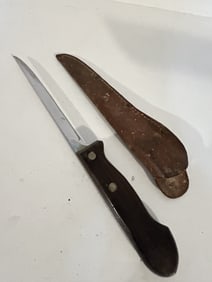 Vtg Robinson Knife Co Stainless USA Fixed Hunting Fishing Knife /Sheath