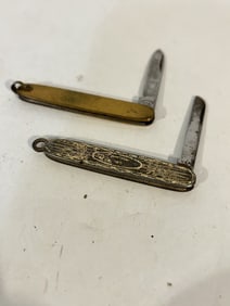 2 Vintage goldtone fob Knifes