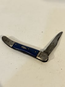 Vintage Ideal Co Whale Blue Folding 1 Blade Pocket Knife USA