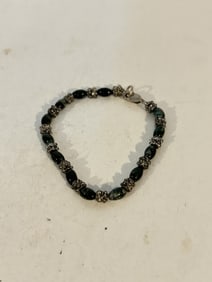 Vintage Sterling Silver tourmaline Bracelet sz 5"