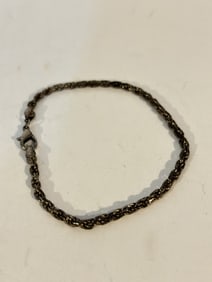 Vintage Sterling Silver rope Bracelet sz 7"