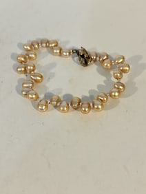 Vintage Sterling Silver pearl Bracelet sz 7"