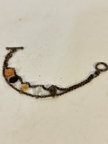 Vintage Sterling Silver vermael gemstone Bracelet sz 5"