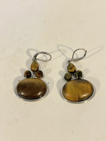 Vintage tigers eye pierced Earrings
