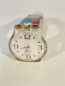 Vintage Women's Swatch Spring Touch Watch Flowers Working