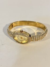 Gold tone Jean Dousset Ladies Watch with Stones Galore works great!!!!
