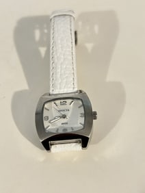 vintage invicta watch white works great !!! White band