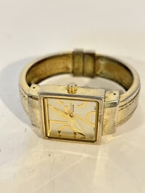 Vintage Geneva Platinum Hinged Cuff Watch works great!!!