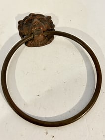 Vintage lion brass ring door/handle 7"