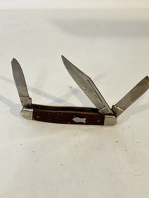 Vintage KLEIN TOOLS USA 3 Blade Bone Handles Pocket Knife