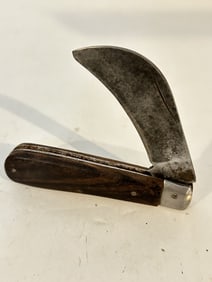 Vintage 1960's Sabre Hawkbill Folding Knife #45 Wood Handle Pruning/Pocket Japan