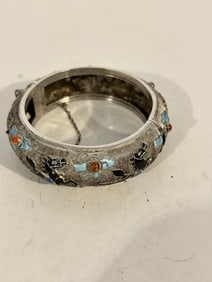 Vintage Native American Silver filigree rare enamel horse bracelet  sz 7" nice!!!!