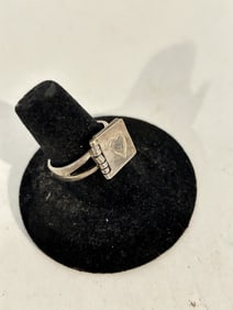 Vintage Sterling Silver love you forever hinged Ring sz 7.5