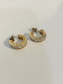 Vintage Sterling Silver vermeal rhinestone Earrings