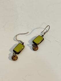 Vintage Sterling Silver green Earrings