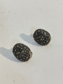 Vintage Sterling Silver marcasite clip Earrings