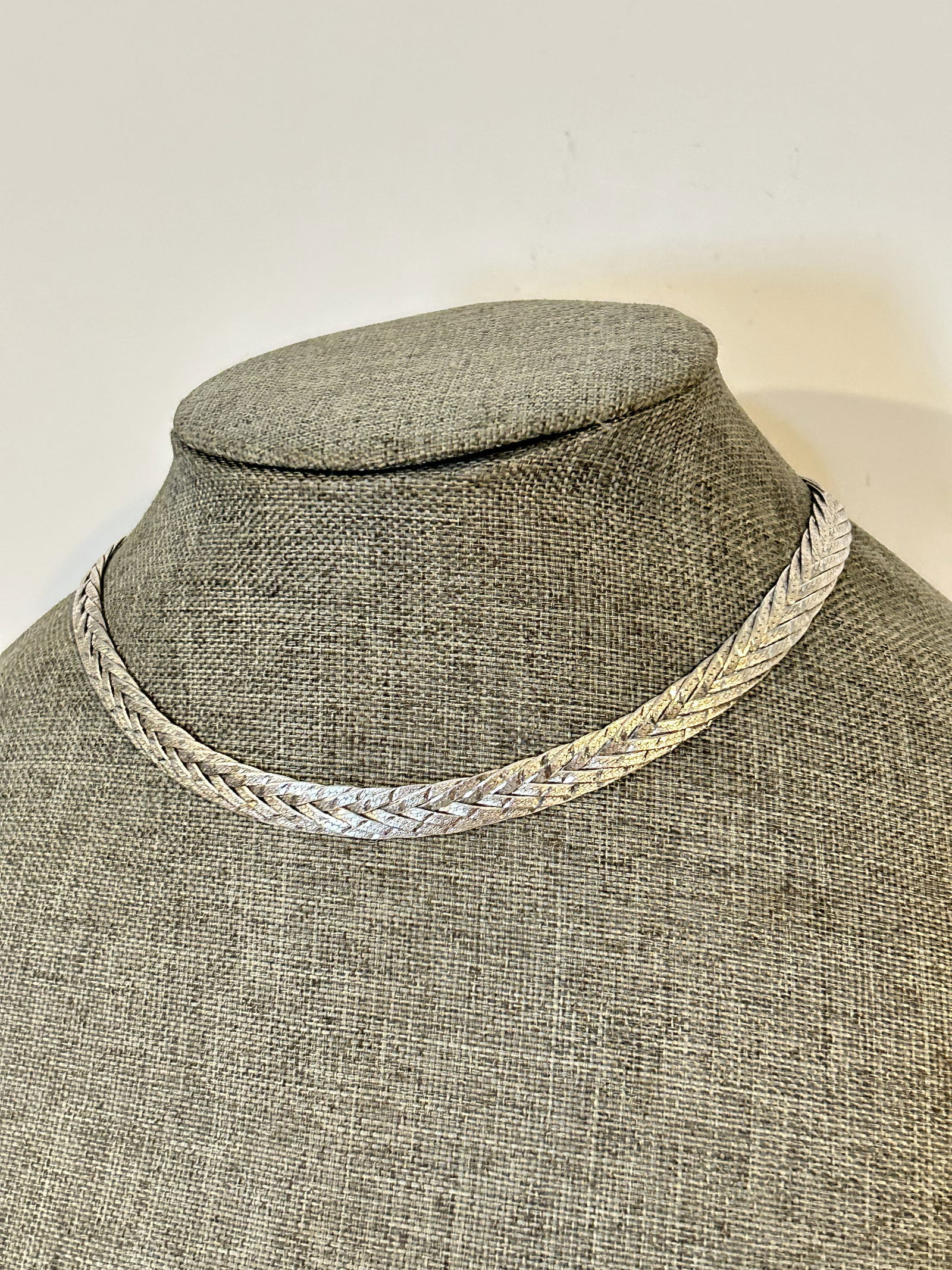 Vintage 925 Sterling Silver Italy Herringbone Necklace 26 Grams sz 16" (1 of 5)