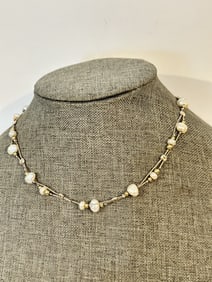 Vintage Sterling Silver pearl 2 strand Necklace sz 15"